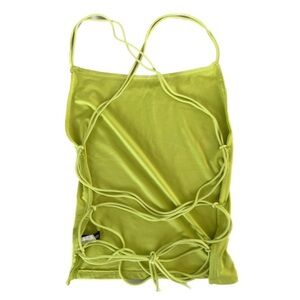 Solid highlighter green color backless lace up top